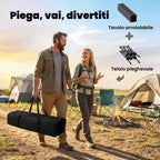 Outsunny Folding Camping Table with Metal Frame, Storage Net and Bag, 93x55x68 cm, Black