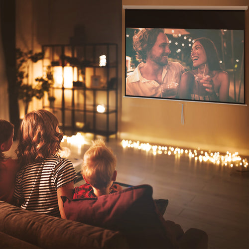 120" Projector Screen, 16:9 Ratio, Wall and Ceiling Mountable for Home and Office, White