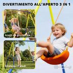 3-in-1 Garden Swing for Children 3-8 Years, Made of Steel and PE, 285x160x181 cm, Multicolored