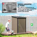 Outsunny Galvanized Steel Garden Shed with Door, 100x104x160 cm, Brown and Dark Grey
