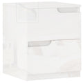 Modern Wooden Bedside Table with 2 Drawers and Glossy Design, 40x40x48 cm, White