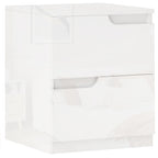 Modern Wooden Bedside Table with 2 Drawers and Glossy Design, 40x40x48 cm, White