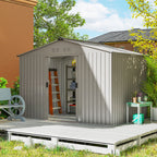 Outsunny Metal Garden Shed with Air Vents and Double Sliding Door, 277x195x192 cm, Silver