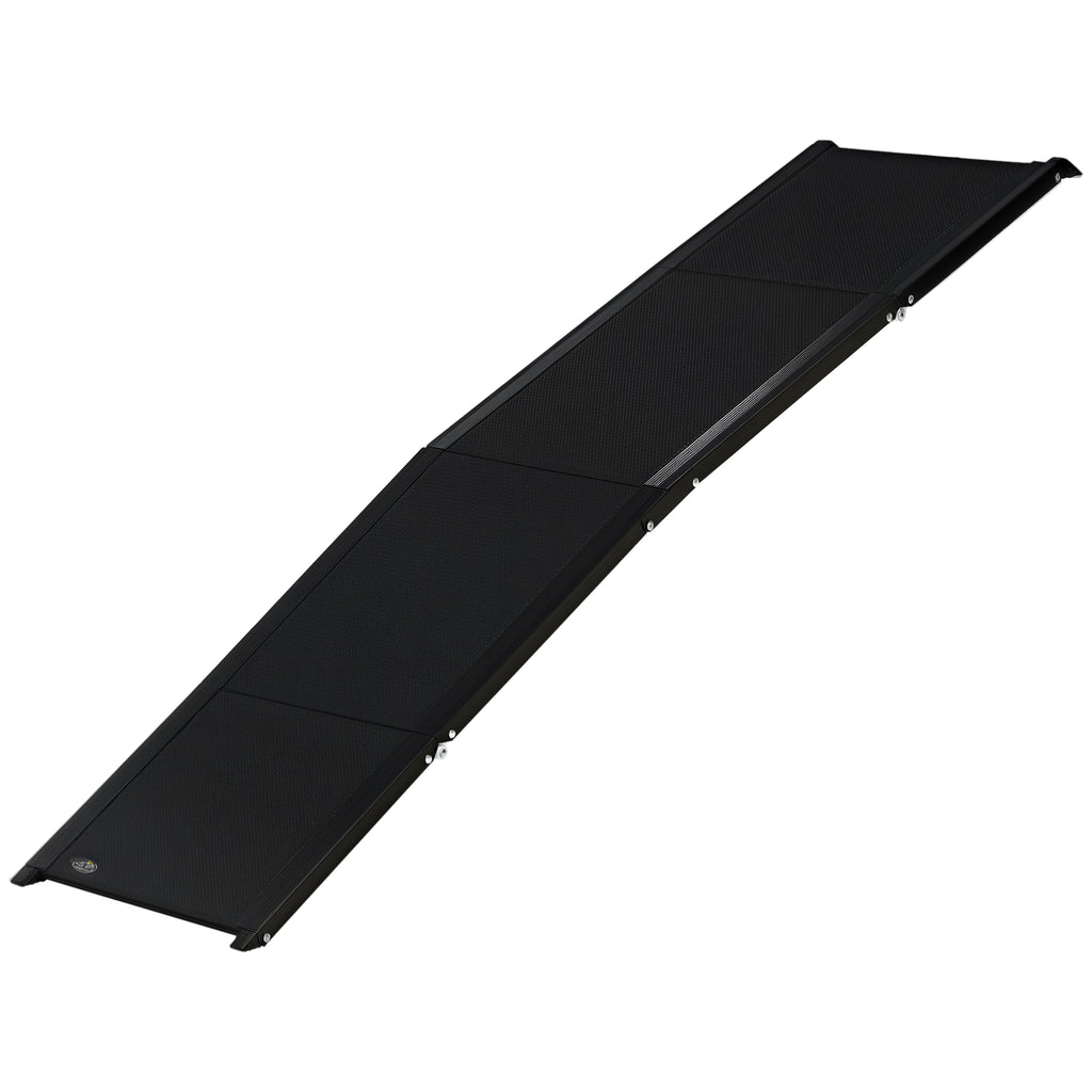 Folding Dog Ramp with Non-Slip Surface in MDF and Aluminum, 158x43.5x2.5 cm, Black