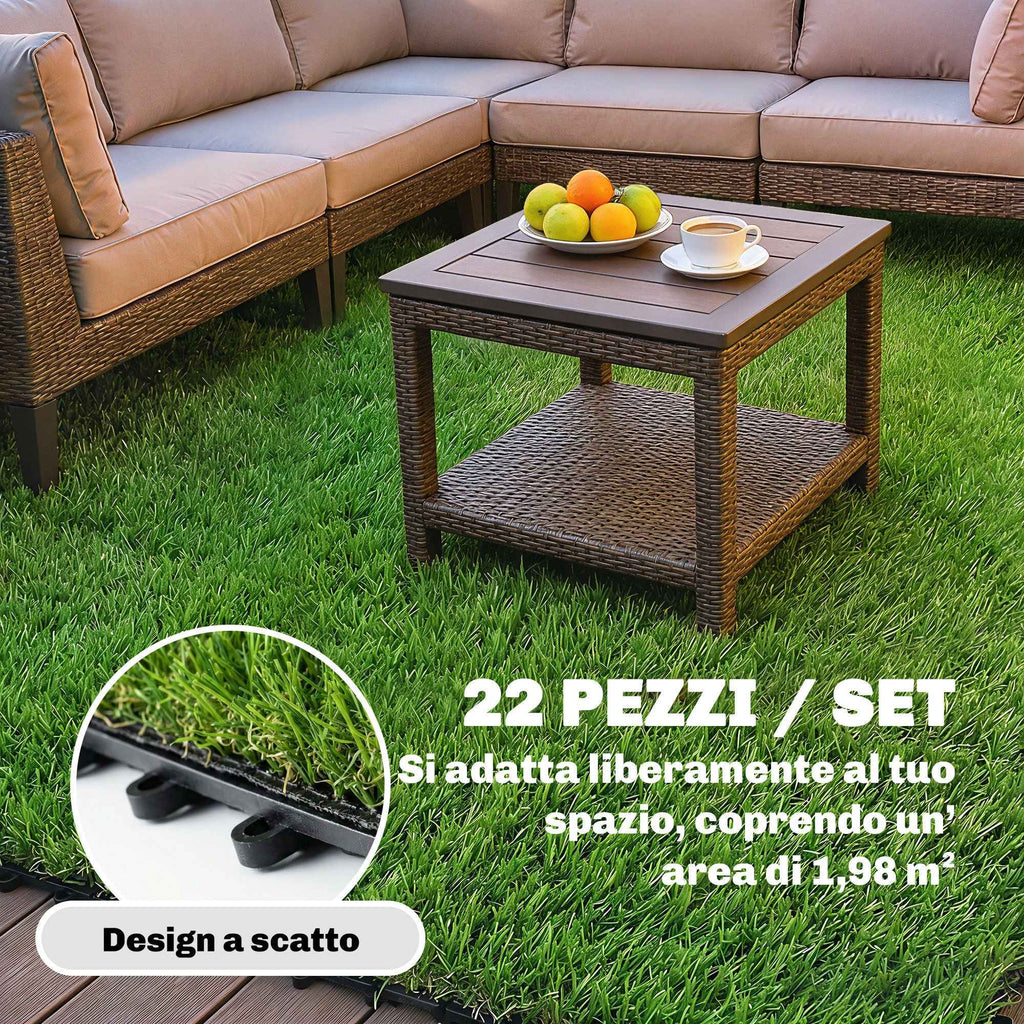 Outsunny 22 Pieces Synthetic Grass Mat, 30x30 cm, 25 mm Pile, Green