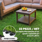 Outsunny 22 Pieces Synthetic Grass Mat, 30x30 cm, 25 mm Pile, Green