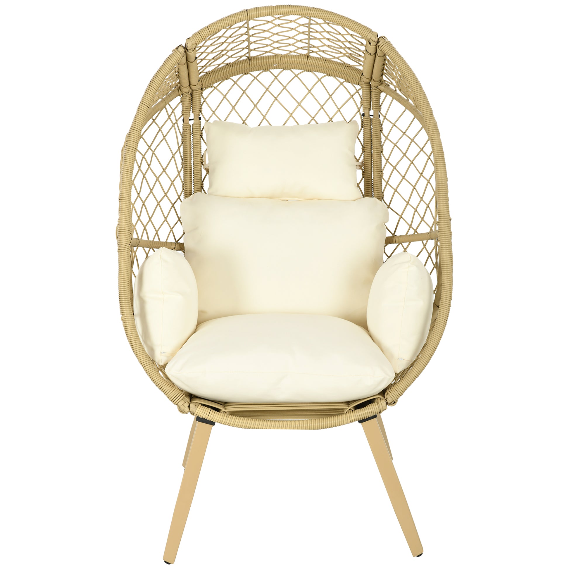 Outsunny Egg-shaped Garden Chair in PE Rattan and Steel with Padded Seat and Headrest, 88x85x143 cm - Borgè