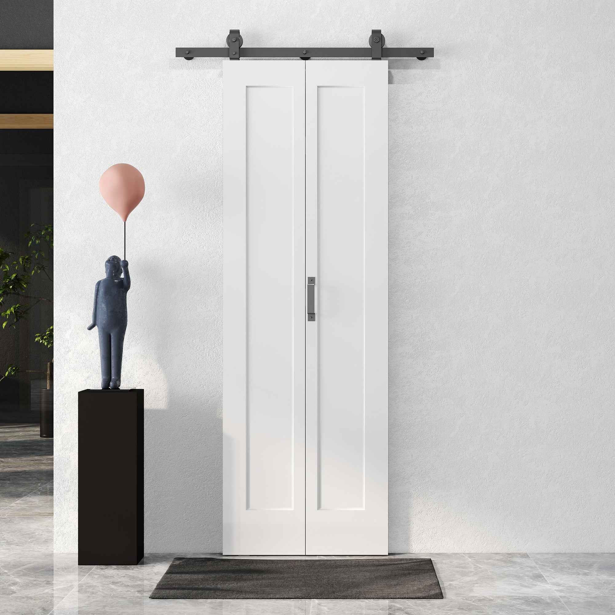 HOMCOM Sliding Folding Bifold Door with Paintable Surface, 70x210 cm, White