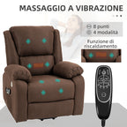 HOMCOM Reclining Lift Chair with Footrest, in Linen Effect Fabric, 87x92x105 cm, Coffee - Borgè