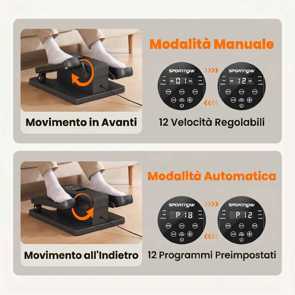 SPORTNOW Mini Desk Elliptical, Manual/Automatic, 12 Adjustable Speeds for Home.