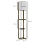 Floor Lamp with 3 Integrated Shelves, E27 Socket, Power 40W, 26x26x160cm, Wood Color