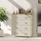 8-Drawer Folding Chest of Drawers with 4 Pockets and 2 Hooks, Made of Wood, Steel and Fabric, 86x30x94.5 cm