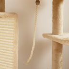 Multi-Level Cat Tree, 132 cm Tall, with House, Bed, Scratching Posts, Brush and Ball, Beige