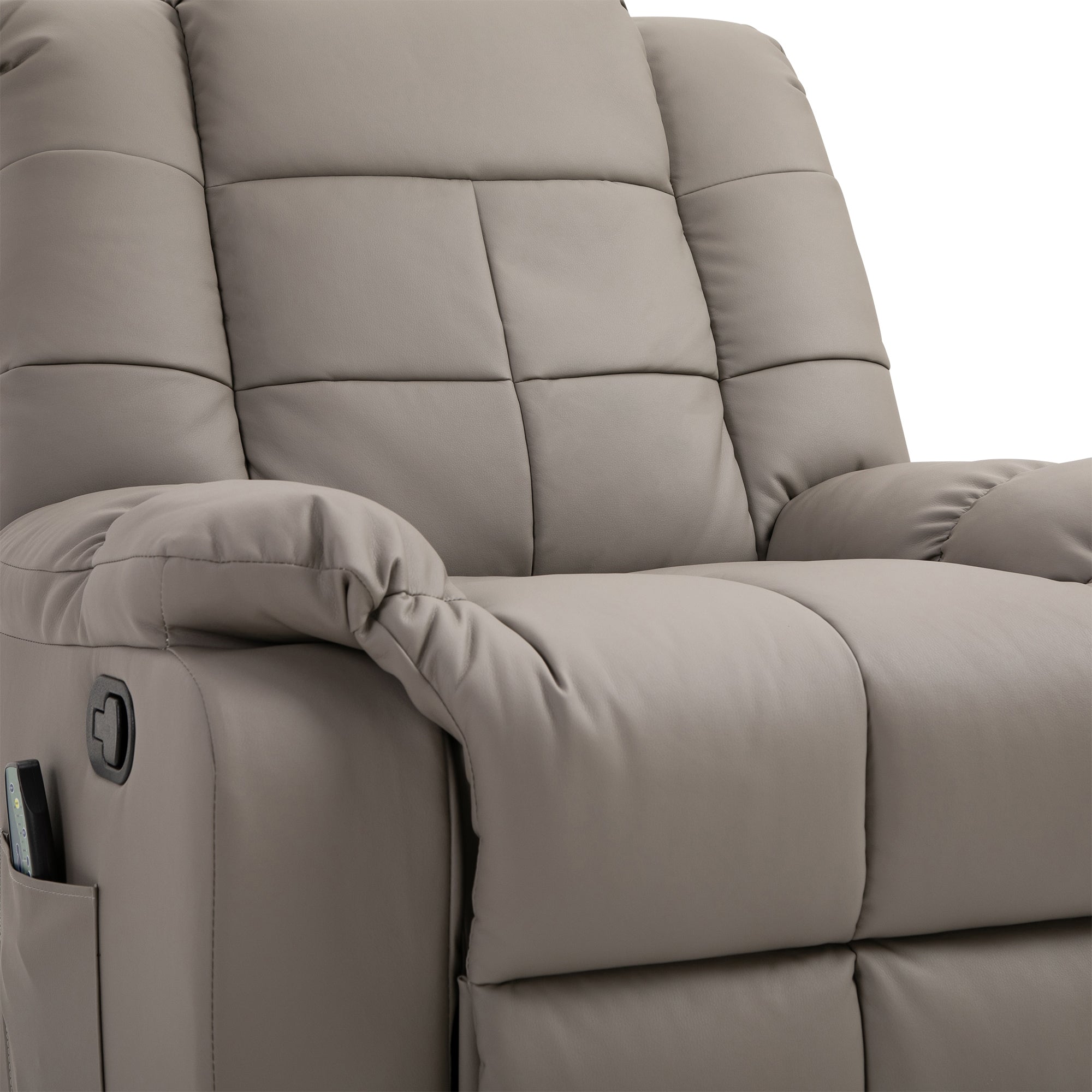 Relax Armchair with 8 Massage Points and 165° Reclining in Faux Leather, Gray - Borgè