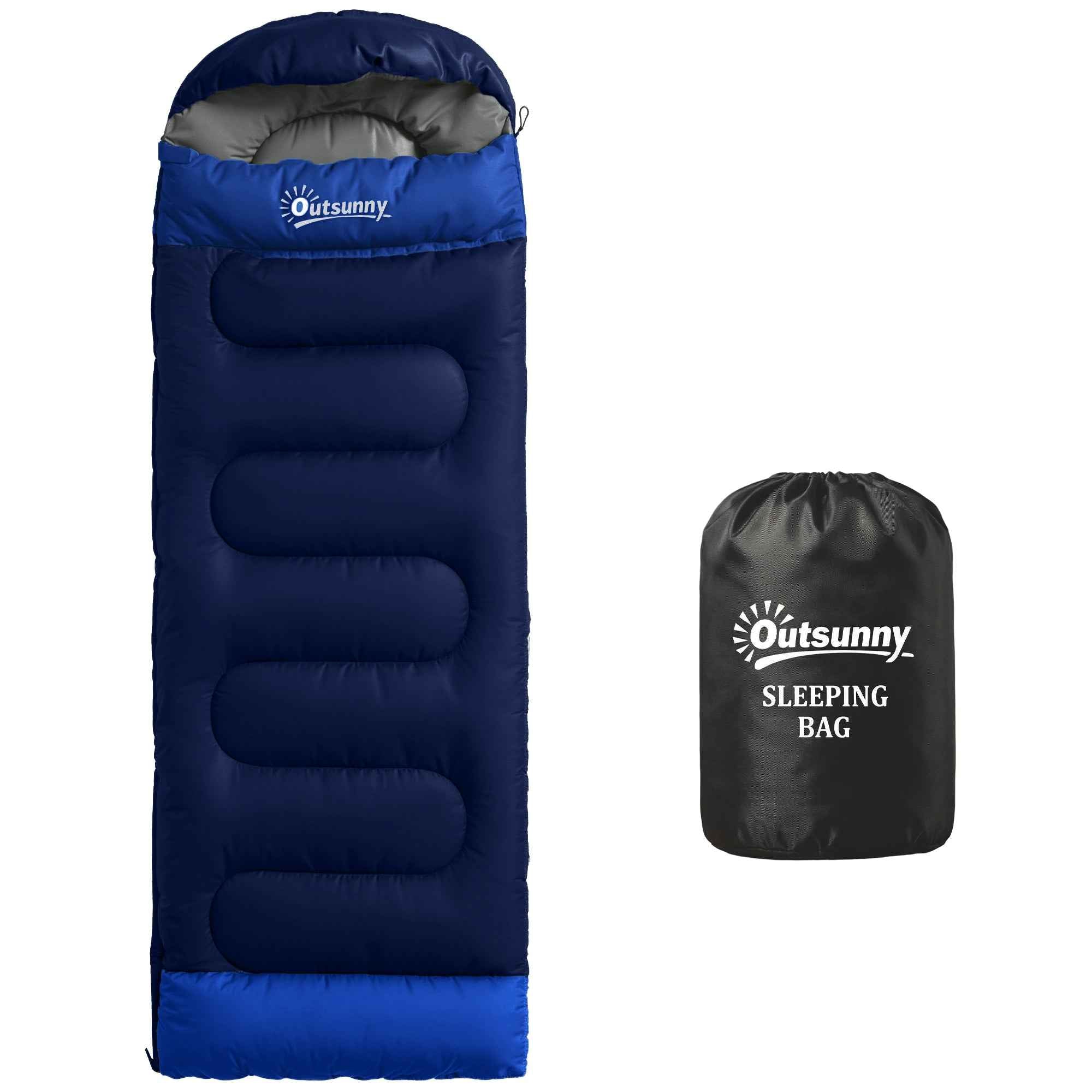 Outsunny Single Sleeping Bag for Adults, Lightweight and Compact, 75x215 cm, Navy Blue