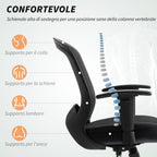 Breathable Mesh Office Chair, Height-Adjustable Reclining, 65 x 59 x 92.5-102.5 cm, Black