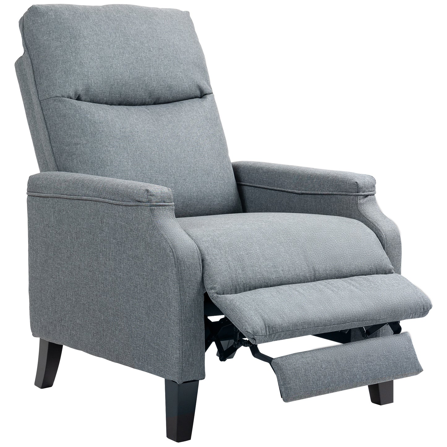 Fabric Relax Armchair with 130° Reclining Backrest and Double Footrest, Grey - Borgè