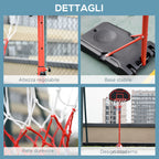 Portable Outdoor Basketball Hoop with Adjustable Height 193.5-248.5cm and Base to Fill with Water or Sand, Made of Steel and Nylon 73x49x194-249cm