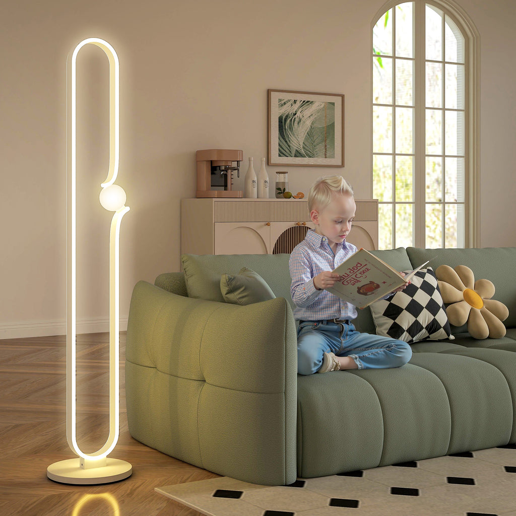 LED Floor Lamp in the Shape of a Musical Note with Adjustable Brightness and Pedal, 28x28x145 cm, White