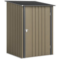 Outsunny Galvanized Steel Garden Shed with Door, 100x104x160 cm, Brown and Dark Grey