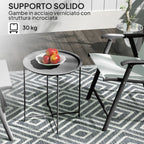 Garden Coffee Table with Removable Tray and Folding Steel Legs, Ø46x50 cm, Black