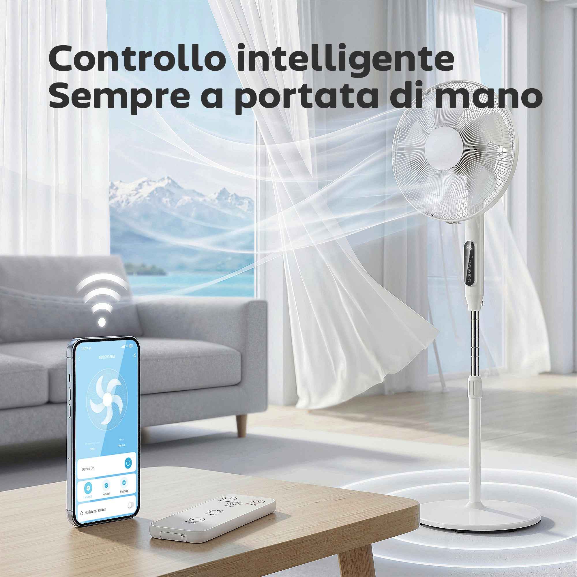HOMCOM Floor Fan with Remote Control, Vertical Fan, White