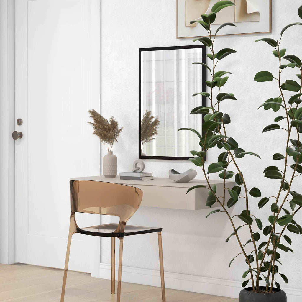 HOMCOM Rectangular Wall Mirror with Hooks, Glass and MDF, 50x70 cm, Black