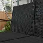 Outsunny garden set with 2 chairs, sofa and 2 tables with cushions and glass top, black - Borgè