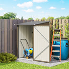 Outsunny Galvanized Steel Garden Shed with Door, 100x104x160 cm, Brown and Dark Grey