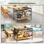 Outsunny Garden Food Cart in Wood with Slats and Steel, Shelf and Handle, 107x65x80 cm