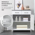 Kleankin Bathroom cabinet with 2 doors, 2 drawers and adjustable shelf, in MDF, 68x33x76cm - Borgè