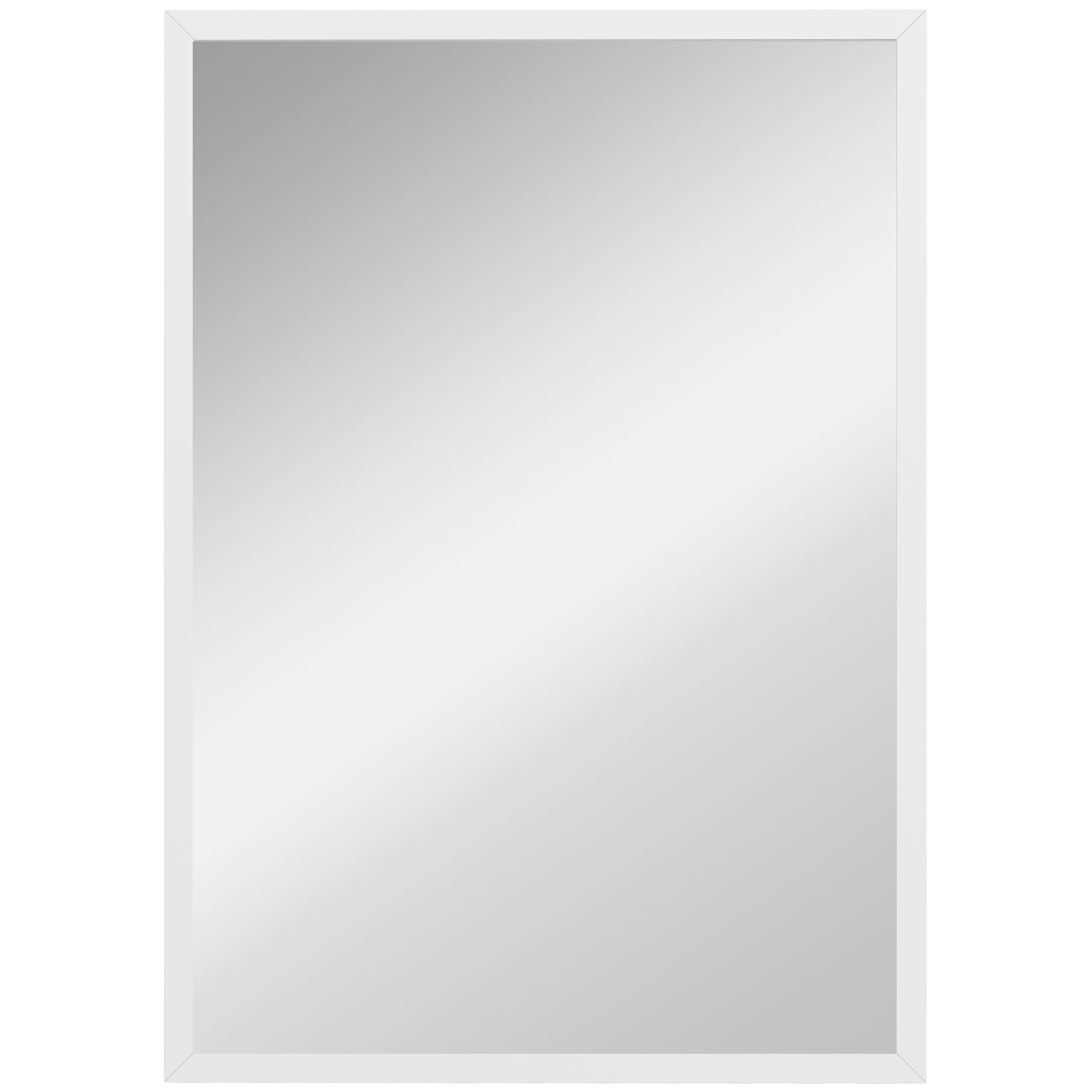 HOMCOM Rectangular Wall Mirror with Hooks, Glass and MDF, 50x70 cm, White
