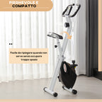 Folding Magnetic Exercise Bike, 8 Levels, LCD Display, Adjustable Wheels and Seat, Black