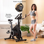 Magnetic Exercise Bike with 10kg Flywheel, Adjustable Seat and Handlebars, LCD Monitor, Tablet Holder, Black