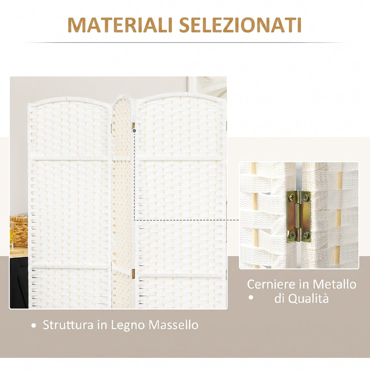 HOMCOM 6-Panel Folding Room Divider, 240x170 cm, White