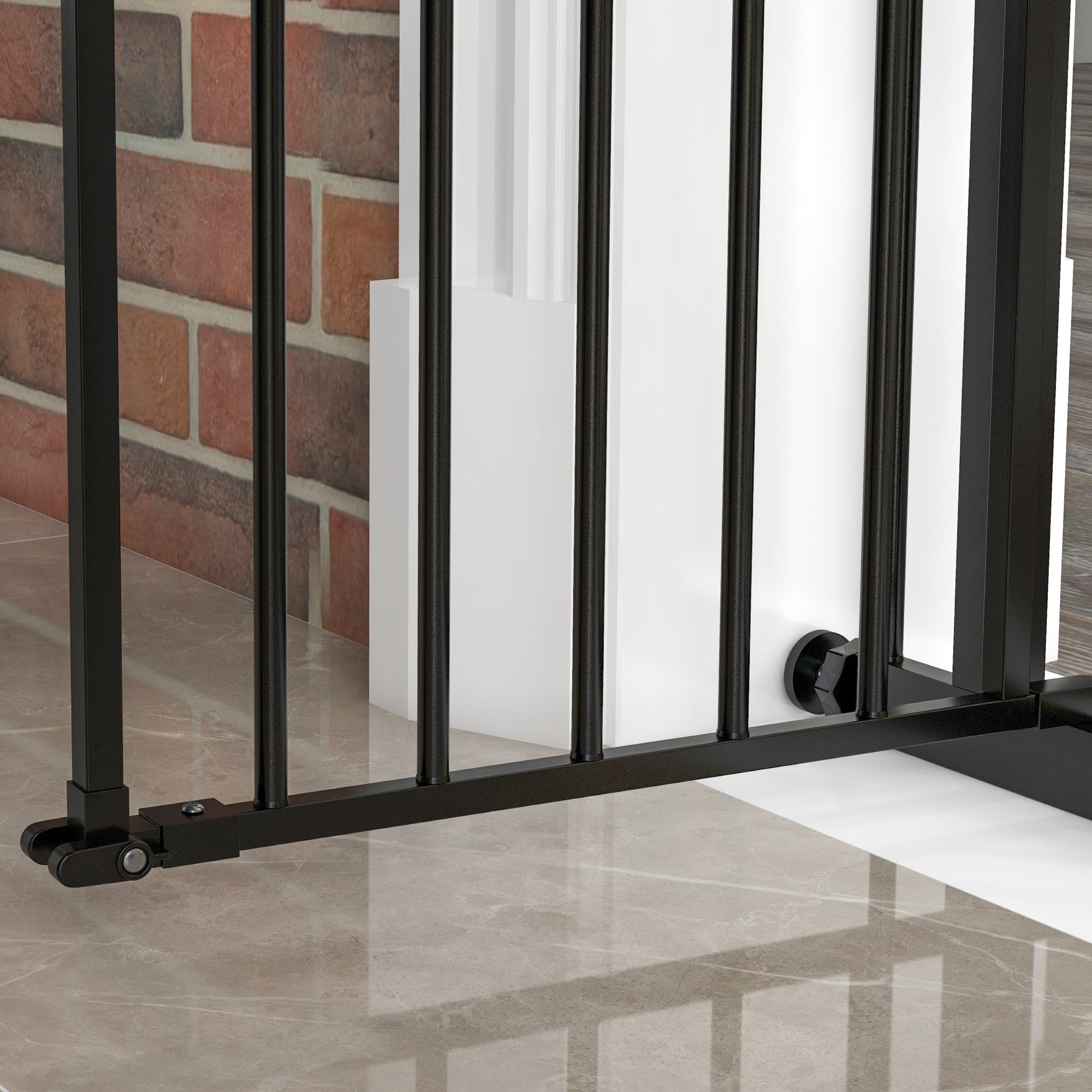 Adjustable Dog Gate with Automatic Closing, Made of Steel and Plastic, 74-100x77 cm Black