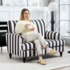 HOMCOM Striped Velvet Wide Seat Lounge Chair with S-Shaped Springs, 115x82x82 cm, Black and White