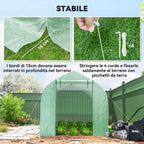 Outsunny UV-Proof Tunnel Greenhouse with 6 Mesh Windows and Roll-Up Entrance, Metal and PE, 4x2x2 m, Green