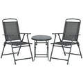 Outsunny 3-Piece Garden Set with 2 Chairs 53.5x64x93 cm and Coffee Table Ø45x50 cm, Metal, Dark Grey