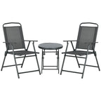 Outsunny 3-Piece Garden Set with 2 Chairs 53.5x64x93 cm and Coffee Table Ø45x50 cm, Metal, Dark Grey