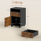 Office Cabinet with Open Shelf, Lockable Drawer and Cabinet, 40x35x60 cm, Brown