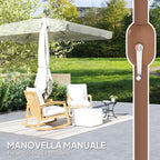 Outsunny 2x3m Rectangular Garden Umbrella with Frill Edge and Crank Handle, Metal and Polyester, Beige