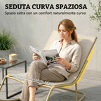 Outsunny Outdoor Rocking Chair, Seat 63 cm, Cushion Included, Khaki Color.