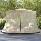Mosquito Net for Umbrella 3x2.3 m Adjustable Dense Mesh with Zipper Opening, Beige