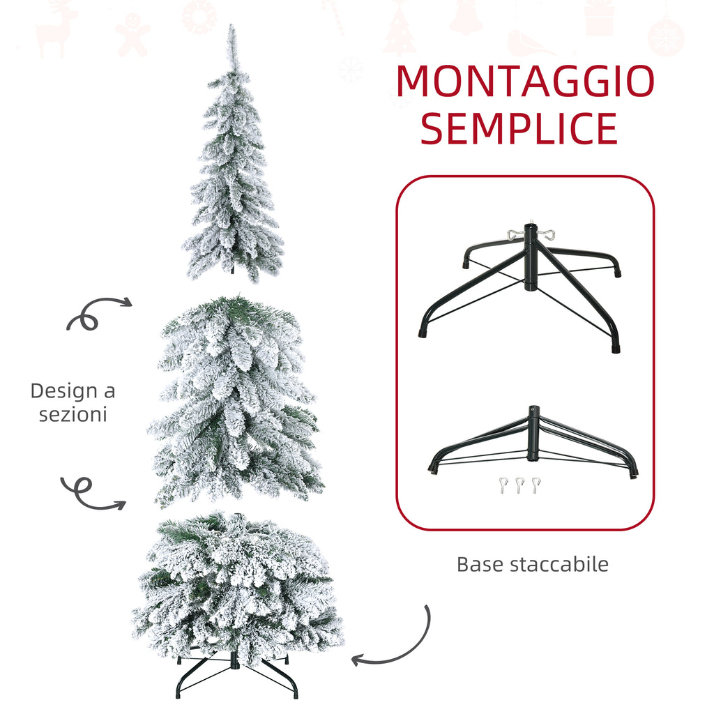 180cm Snowy Christmas Tree with 523 Branches and Steel Base for Indoors