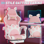 Gaming Chair Ergonomic Reclining Gaming Chair with Footrest Pink