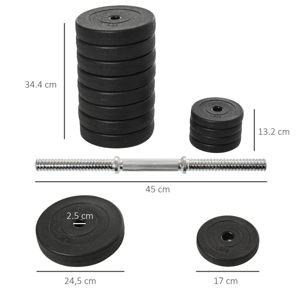50kg Dumbbell Set (8x5kg, 4x1.5kg), Gym Weights with 12 Discs of 1.5kg, 5kg, 25mm, for Home Training