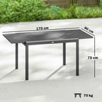 Outsunny Extendable Garden Table for 6-8 People with Slatted Top, Aluminum, 110-170x90x75 cm, Dark Gray