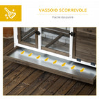 Indoor and Outdoor Wooden Hutch with Wheels, House, Opening Roof and Tray, Brown