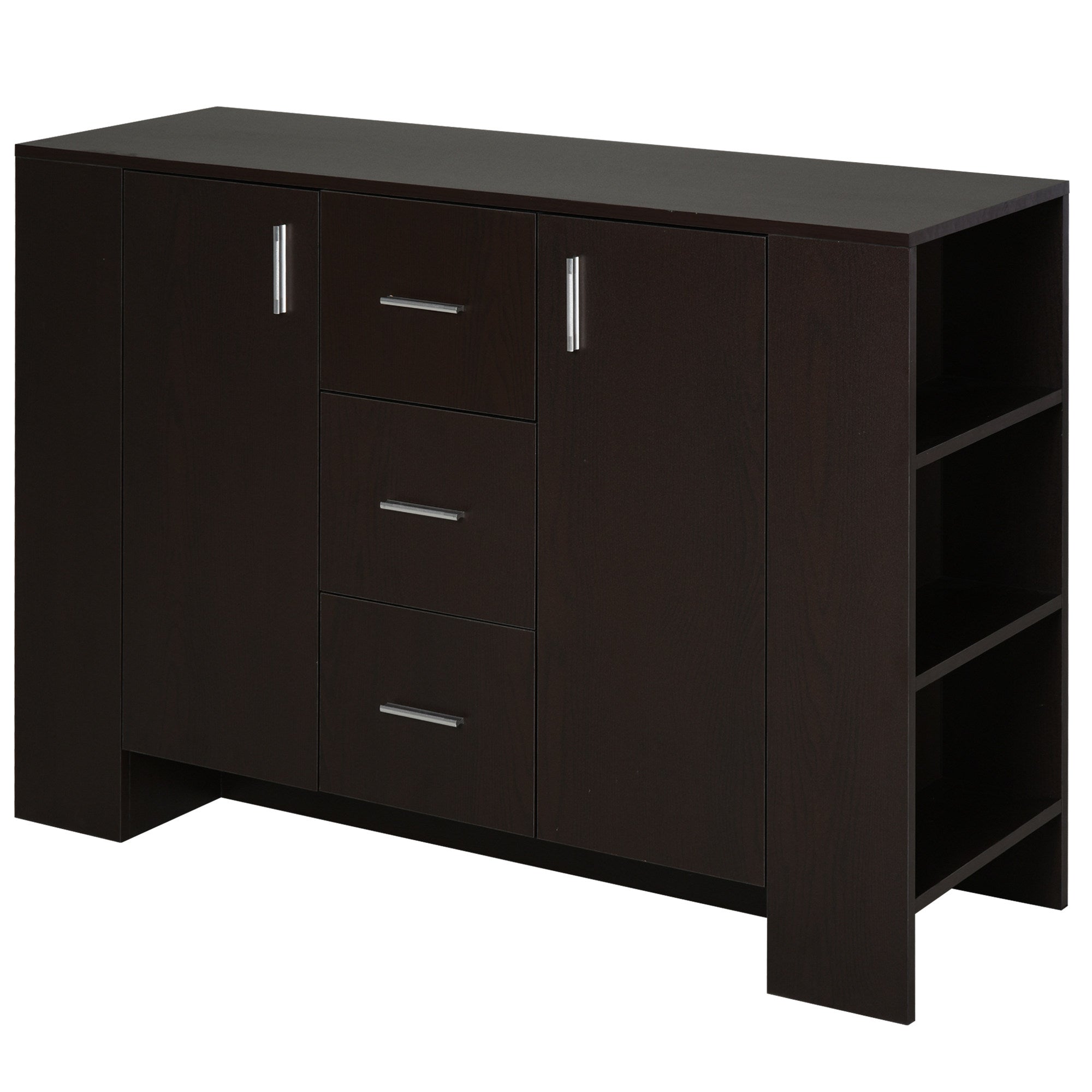 Classic Style Sideboard for Dining Room with 2 Doors, 3 Drawers and 3 Shelves, Dark Wood, 120 x 38 x 84cm